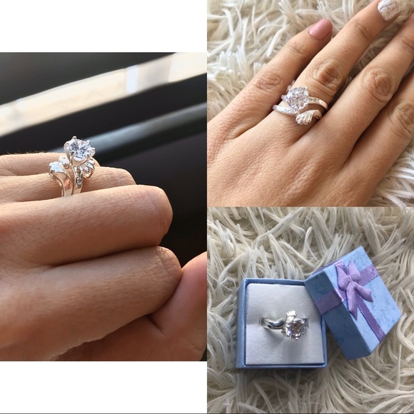 .925 silver sterling ring zirconia stone engagement - Picture 3 of 11